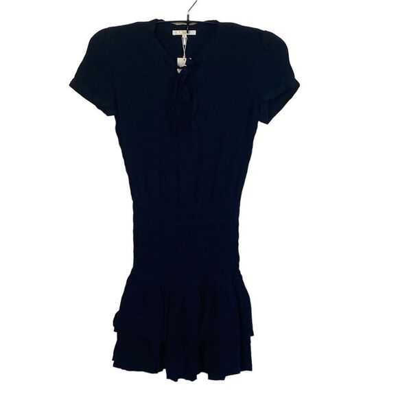 Maje Black Waist Smocked Raboa Mini Dress Maje Sz 2/Sz M (4-6) NWT - Picture 4 of 14